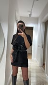 Siyah Kurdele Detaylı Kısa Kol Tshirt