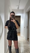 Siyah Kurdele Detaylı Kısa Kol Tshirt