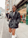 Siyah Kuşaklı Oversize Mont