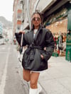 Siyah Kuşaklı Oversize Mont
