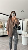 Siyah Leopar Desen Marka Model Kesik Paça Mom Jean