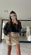 Siyah Leopar Desen Transparan Gömlek