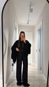 Siyah Leopar Desenli Jakarlı Bol Paça Pantolon