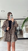 Siyah Leoparlı Tek Düğmeli Ceket 