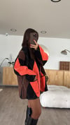Siyah Neon Orange Ön Cepli Hırka