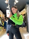 Siyah Neon Yeşil Saç Örgülü Kazak 