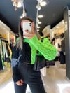 Siyah Neon Yeşil Saç Örgülü Kazak 