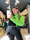 Siyah Neon Yeşil Saç Örgülü Kazak 
