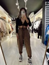 Siyah Ön Bağcık Detaylı Crop Hırka