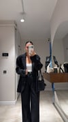 Siyah Ön Cepli Keten Ceket