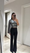 Siyah Ön Dikiş Detaylı İspanyol Paça Marka Model Pantolon
