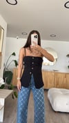 Siyah Ön Düğmeli İp Askılı Marka Model Yelek