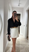 Siyah Ön Düğmeli Marka Model Keten Gömlek