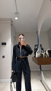 Siyah Ön Fermuarlı Crop Gömlek Pantolon Takım
