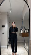 Siyah Ön Fermuarlı Crop Gömlek Pantolon Takım