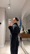 Siyah Ön Fermuarlı Crop Gömlek Pantolon Takım