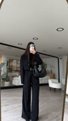 Siyah Paça Fisto Detaylı Pileli Pantolon