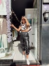 Siyah Paça Lastikli Deri Pantolon