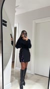 Siyah Payet Detaylı Mini Etek