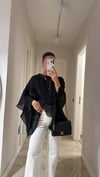 Siyah Pelerin Model Tül Bluz 