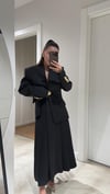 Siyah Pileli Midi Boy Kloş Etek 