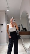 Siyah Pileli Premium Palazzo Pantolon