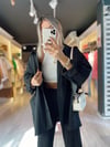 Siyah Poplin Kumaş Düşük Omuzlu Oversize Gömlek