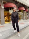 Siyah Poplin Kumaş Kapşonlu Sweat