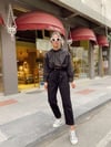 Siyah Poplin Kumaş Kapşonlu Sweat