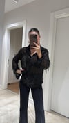 Siyah Pul Sacaklı Transparan Gömlek 