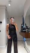 Siyah Pullu Transparan Pantolon Takım