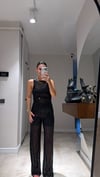 Siyah Pullu Transparan Pantolon Takım