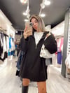 Siyah Renk Dik Yaka Fitilli Sweat