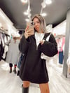 Siyah Renk Dik Yaka Fitilli Sweat
