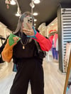 Siyah Renk Marka Model Kol Detaylı Sweat