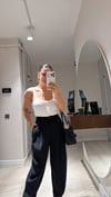 Siyah Renk Paça Düğmeli Şalvar Pantolon