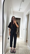 Siyah Renk Paça Pens Detaylı Pantolon