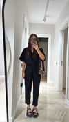 Siyah Renk Paça Pens Detaylı Pantolon