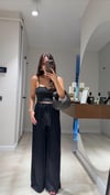 Siyah Astarlı Saten Bel Bağcıklı Marka Model Pantolon