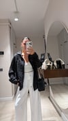 Siyah Sim Detaylı Oversize Gömlek