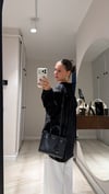 Siyah Sim Detaylı Oversize Gömlek