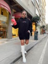 Siyah Sırt Revolution Baskılı Kapşonlu Sweat
