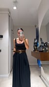 Siyah Süet Kemerli Pileli Palazzo Pantolon