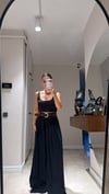 Siyah Süet Kemerli Pileli Palazzo Pantolon