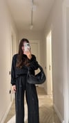 Siyah Taşlı Sweat Pantolon Takım