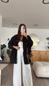 Siyah Tensel Kumaş Düşük Omuzlu Oversize Gömlek