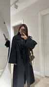 Siyah Tokalı Premium Oversize Trenç 