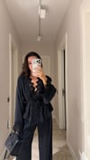 Siyah Yaka Dantelli Gömlek Pantolon Takım