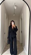 Siyah Yaka Dantelli Gömlek Pantolon Takım