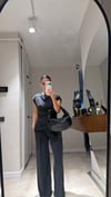 Siyah Yan Büzgülü Bluz Pantolon Takım
